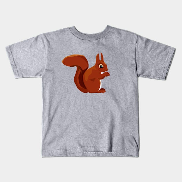 Nibbling Squirrel Kids T-Shirt by helengarvey